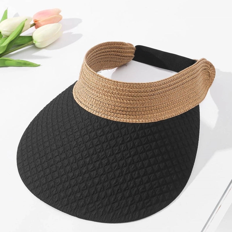 Women's Cute Color Block Elastic Band Curved Eaves Sun Hat