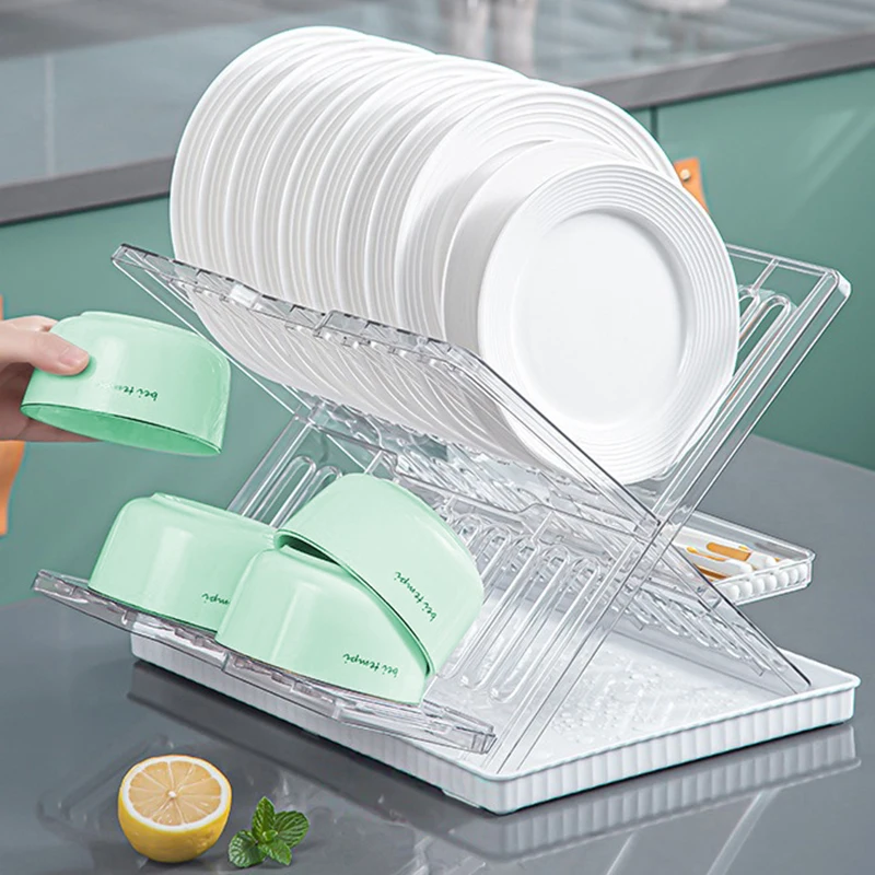 X Shape Household Kitchen Plastic Dish Drying Drainer Standing Storage Plate Organizer Rack