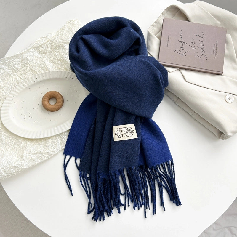 Women's Basic Solid Color Imitation Cashmere Tassel Scarf