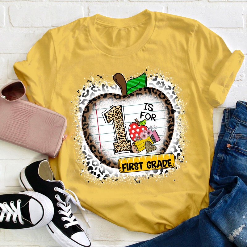 Personalized Leopard Apple Is For Grade Teacher T-Shirt