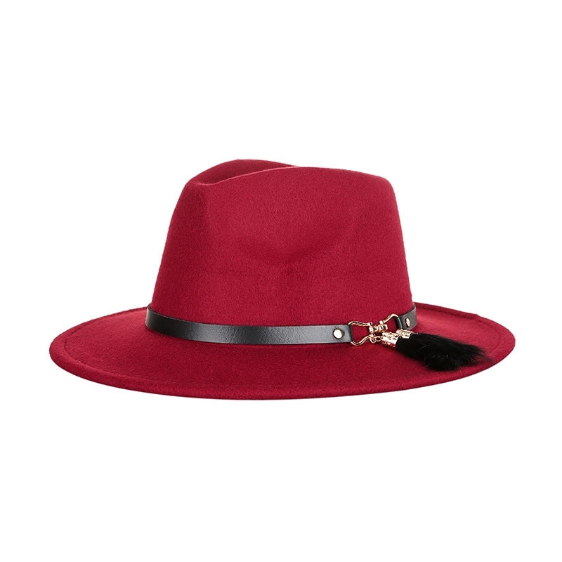 Hat New  Fashion Top Hat Creative Belt Decorative Woolen Jazz Hat Hot