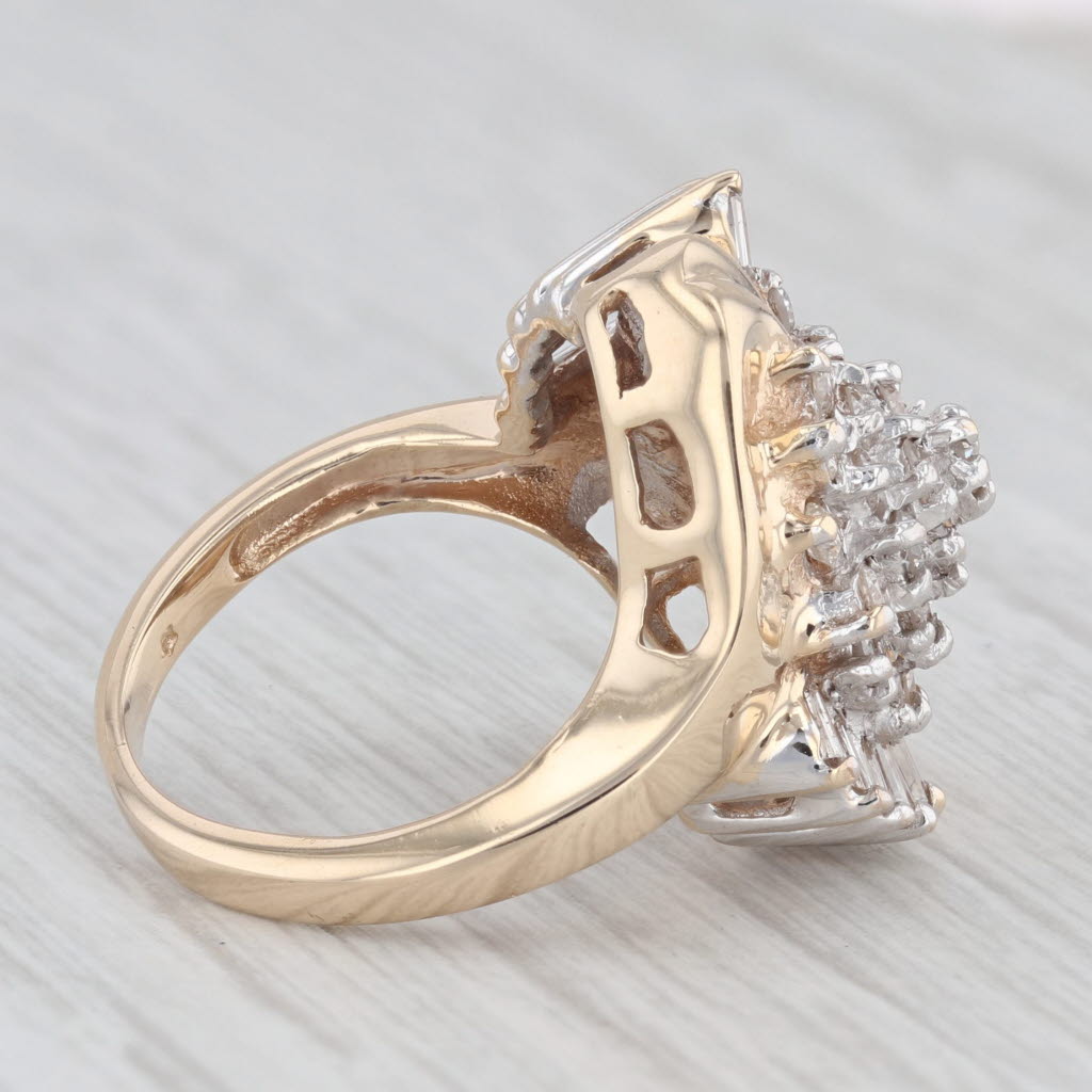 0.80ctw Diamond Cluster Ring 14k Yellow Gold Size 4.75 Cocktail