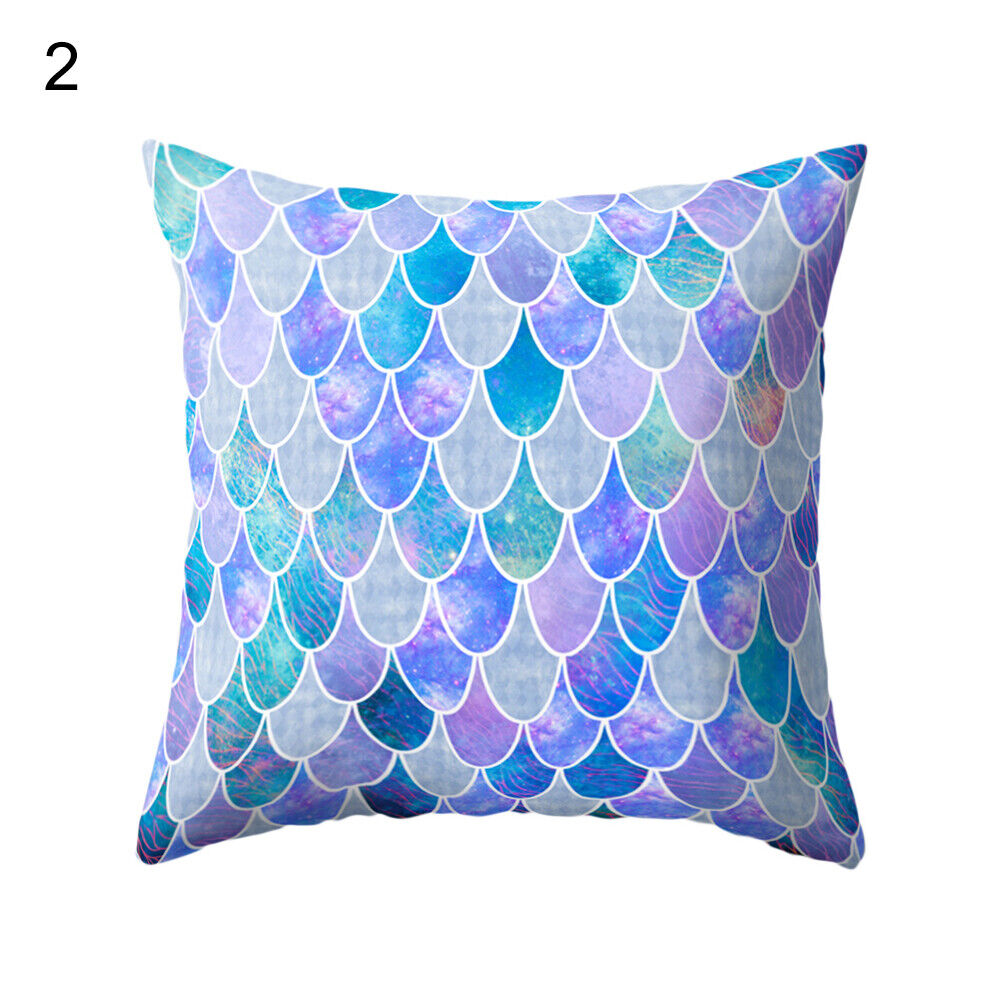 18'' MERMAID-FISH SCALE THROW PILLOW SOFA CUSHION COVER HOME DECOR