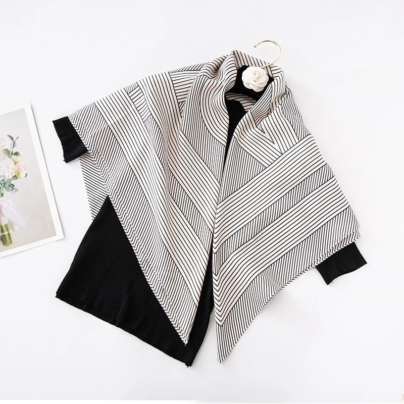 Women's Basic Minimalist Color Block Flower Satin Silk Scarf
