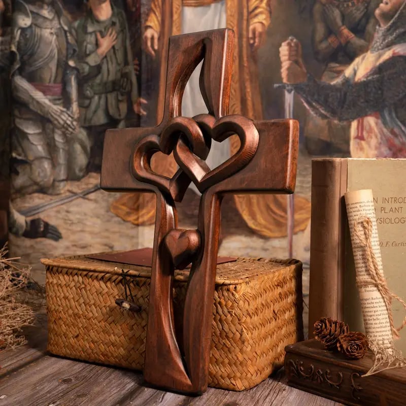 ⏰Clearance Event Sale 49% OFF💕Intertwined Heart Wooden Cross