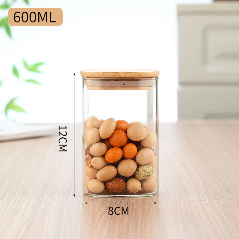 Minimalist Solid Color Wood Glass Storage Container Box