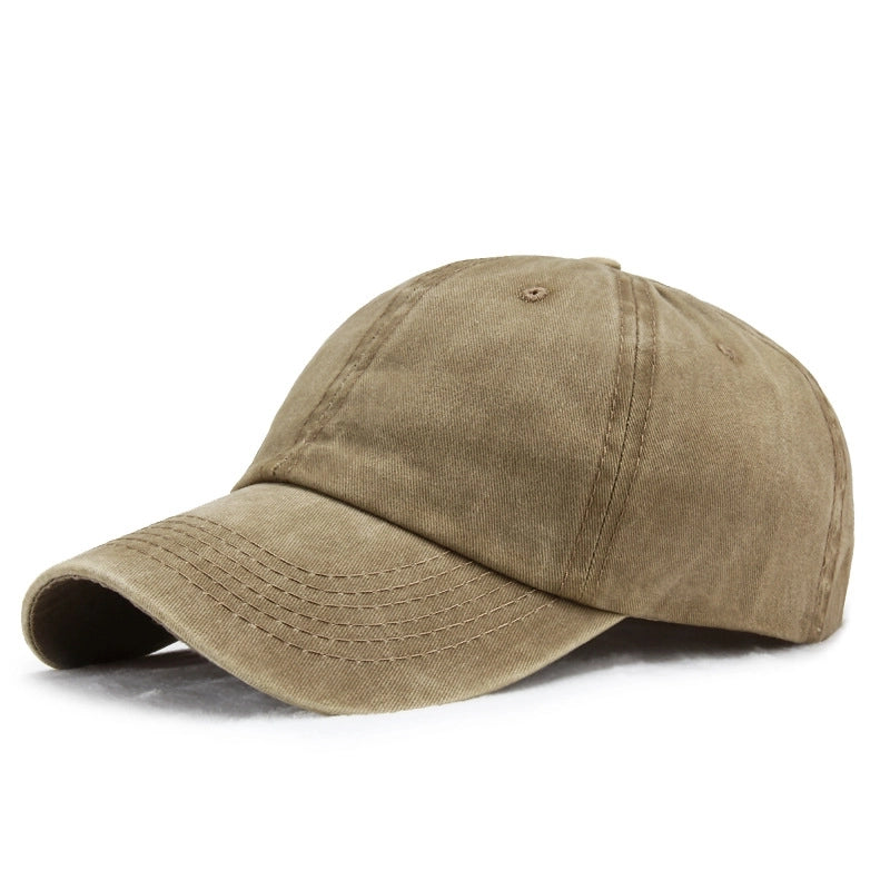 Hat Men's Summer Washed Denim Baseball Cap Old Vintage Solid Color Light Plate Cap Soft Top Curved Eave Sunhat
