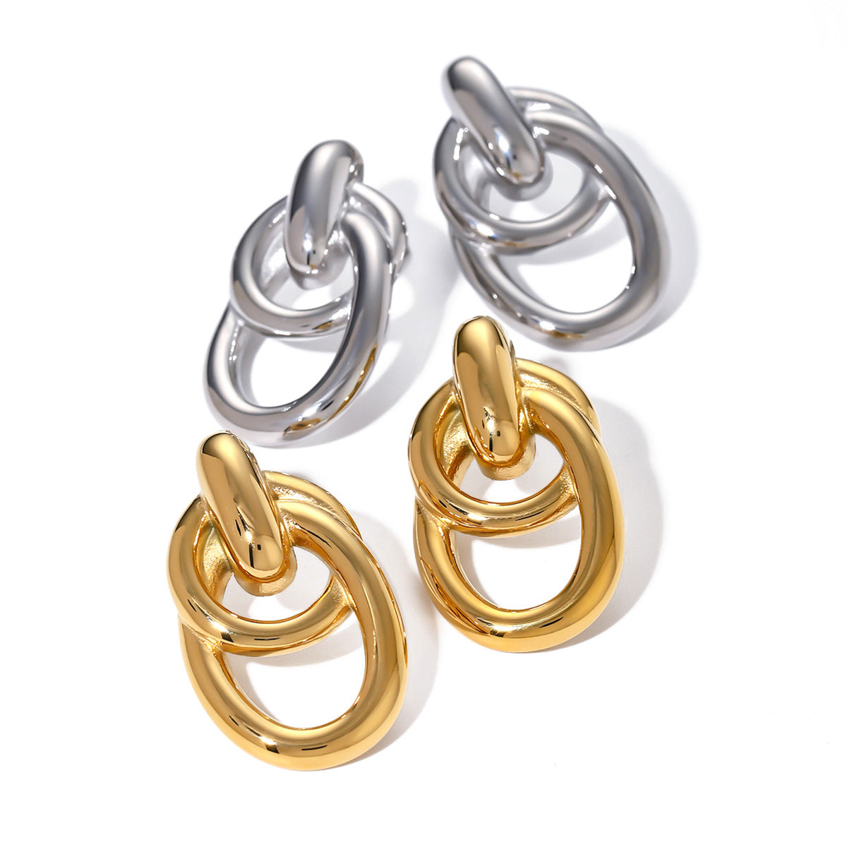 Circle Stainless Steel 18K Gold Plated Earrings
