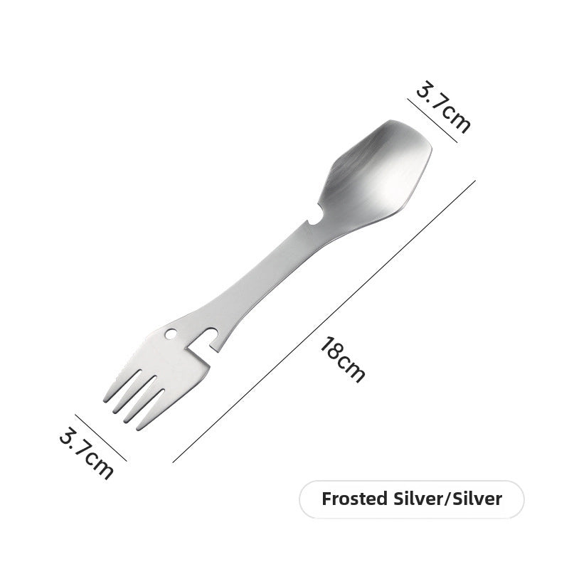 Stainless Steel Multi-purpose Knife. Fork And Spoon Bottle Opener Canned Open 5 In 1 Spoon Fork Outdoor Camping Portable Tableware