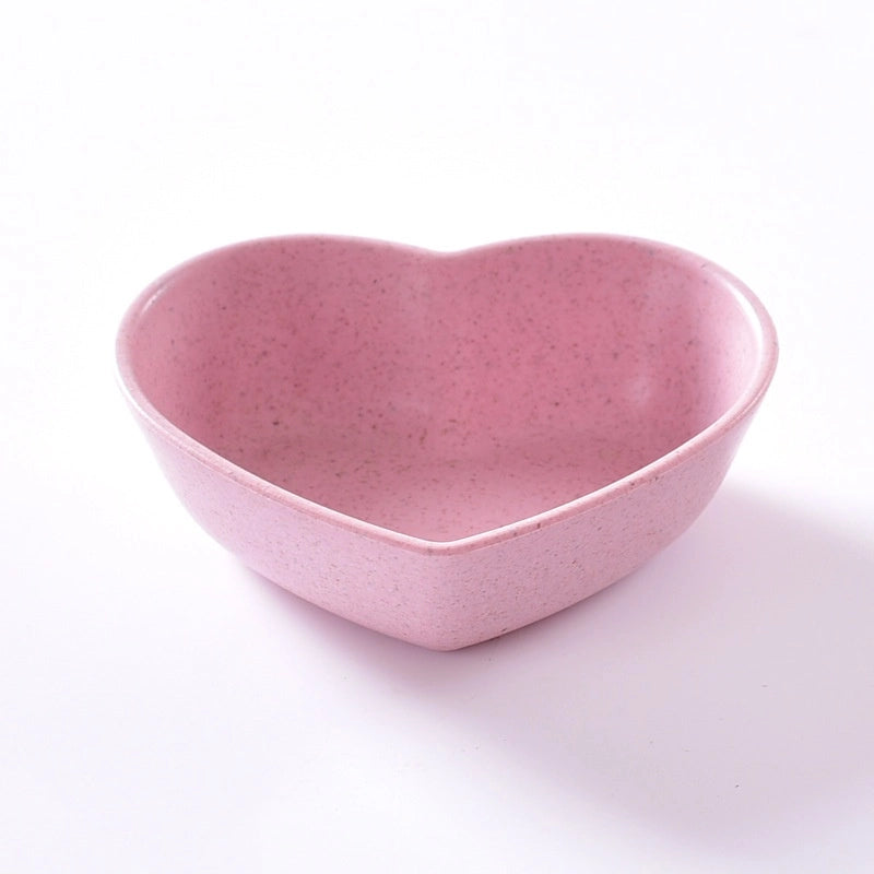 Cute Red Heart Solid Color Wheat Straw Tableware 1 Piece