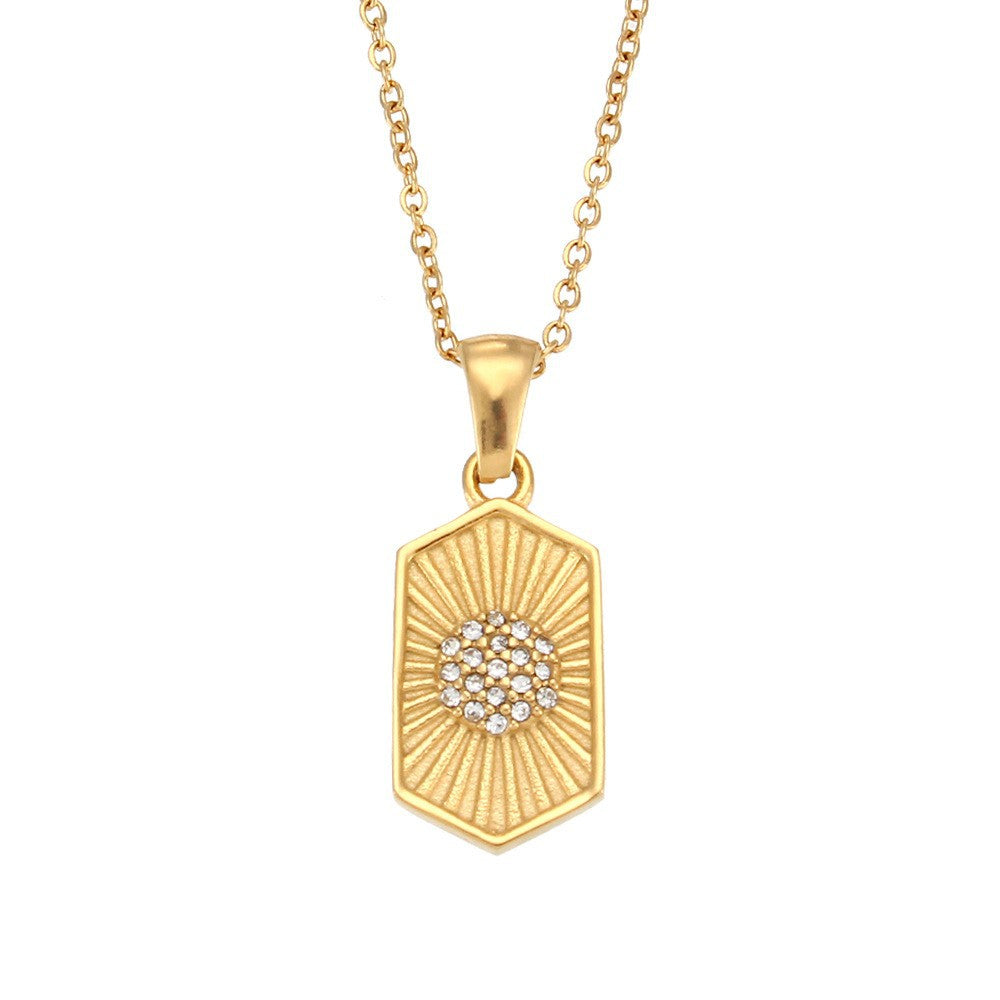 Fashion Ellipse Quadrilateral Round Geometric Stainless Steel 18K Gold Plated Necklaces
