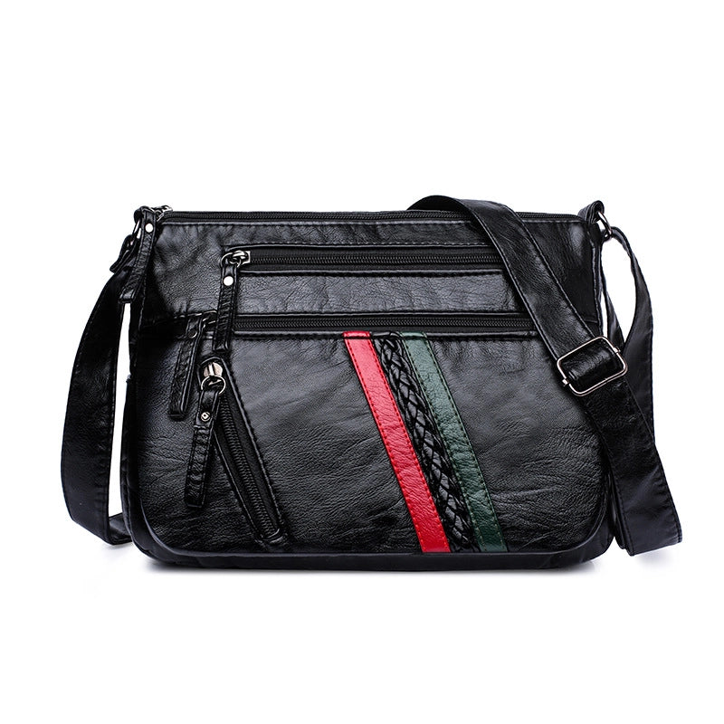 Women's Large Pu Leather Solid Color Streetwear Square Zipper Shoulder Bag Crossbody Bag