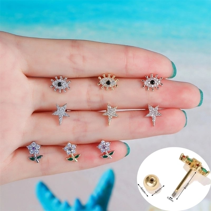 Ear Cartilage Rings & Studs Sweet Star Brass Gem