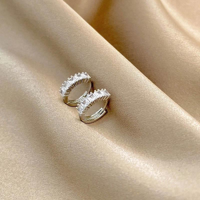 1 Pair Retro Square Flower Twist Inlay Copper Artificial Pearls Opal Zircon Copper Earrings