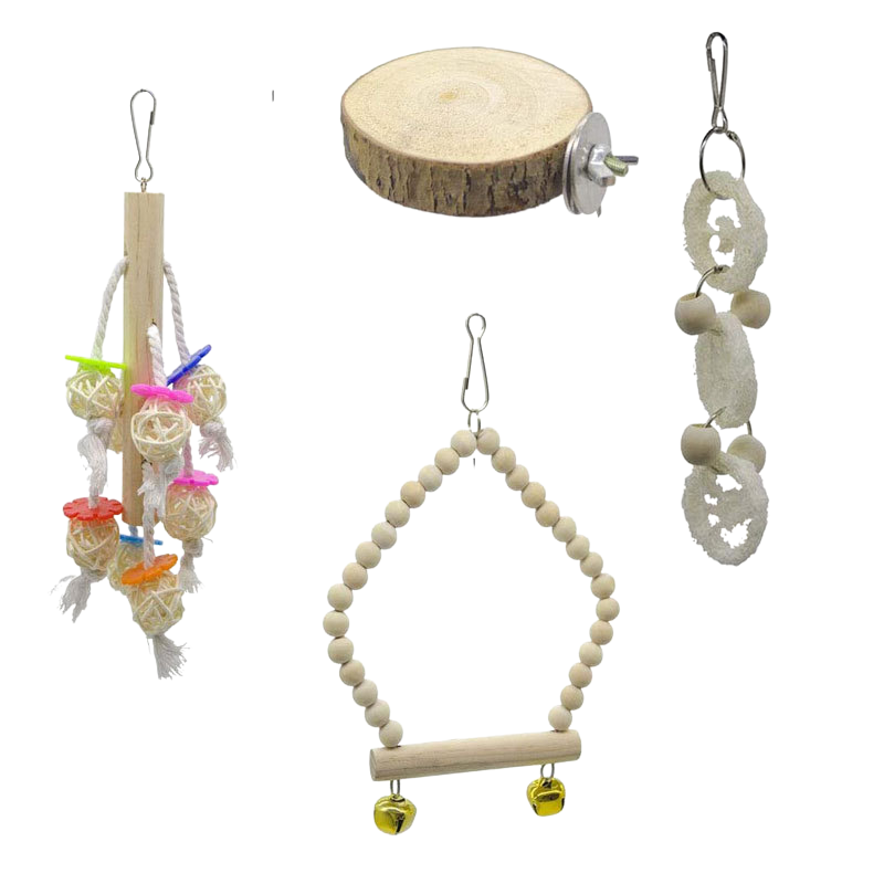 8 Pieces Pack Wood Bird Toys