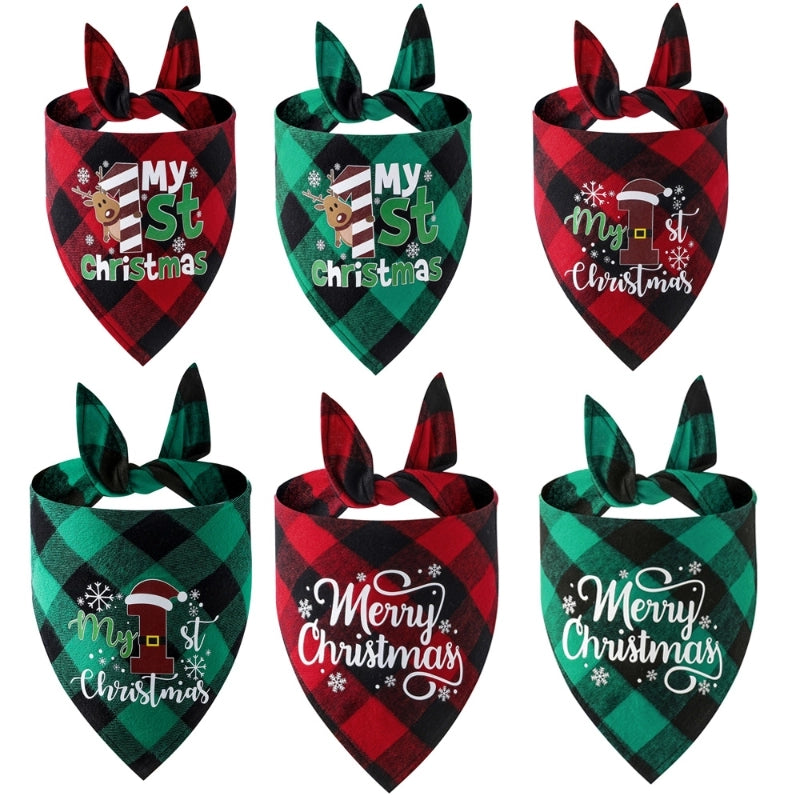 British Style Cotton Christmas Lattice Pet Scarf