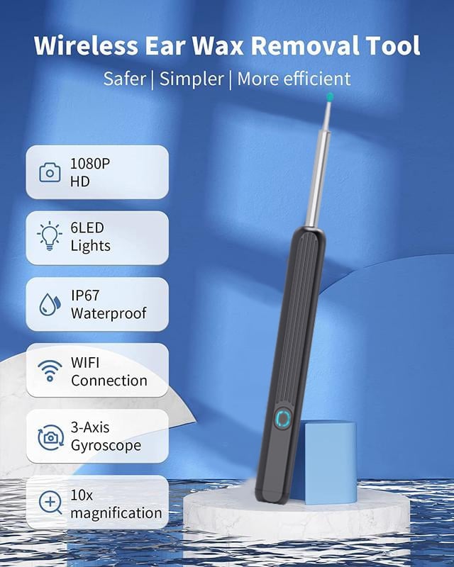 🔥Clean Earwax-Wi-Fi Visible Wax Removal Spoon. USB 1296P HD Load Otoscope