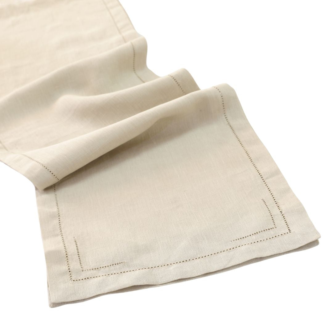 Natural 100% Linen Incomplete Hemstitch Table Runner 72