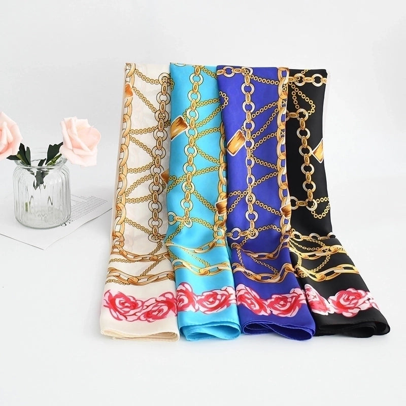 Women's Elegant Printing Satin Printing Silk Scarf