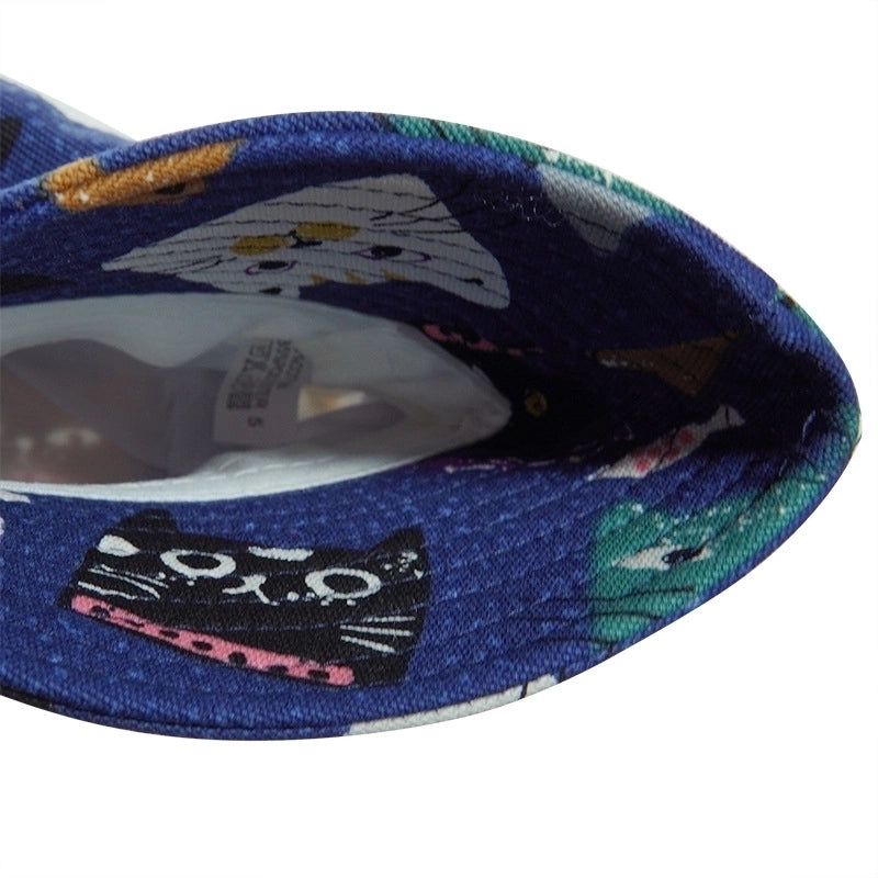 Unisex Basic Cat Flat Eaves Bucket Hat