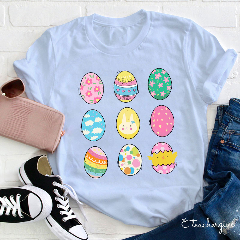 Rich Pattern Eggs Teacher T-Shirt