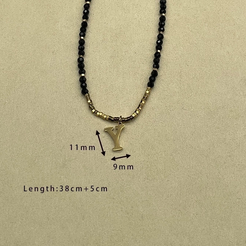 Casual Letter 304 Stainless Steel 18K Gold Plated Beaded Pendant Necklace