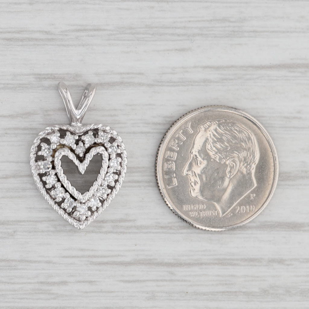 0.12ctw Diamond Open Heart Pendant 14k White Gold