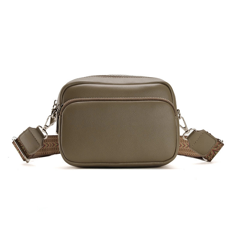 Women's Pu Leather Solid Color Basic Square Zipper Crossbody Bag
