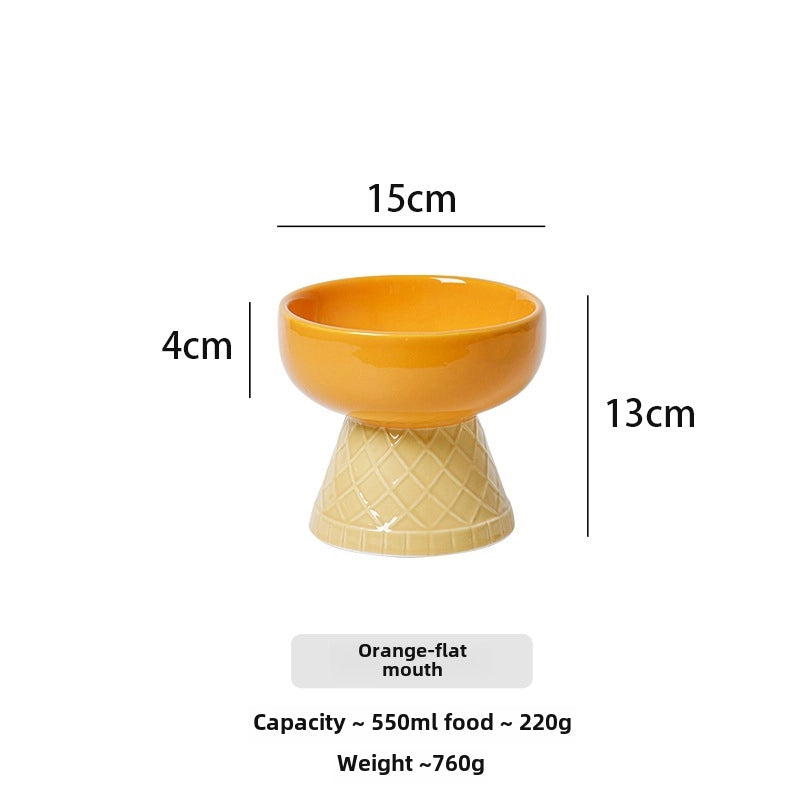 Cat Bowl Ceramic Protective Cervical Spine Drinking Bowl Pet Supplies Cute Oblique Mouth Anti-knock Dog Rice Bowl Cat Food Bowl
