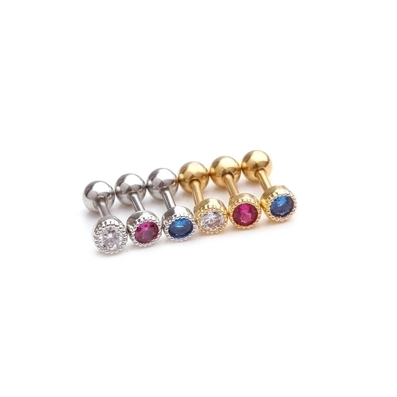 1 Piece Ear Cartilage Rings & Studs Minimalist Round 316L Stainless Steel  Copper Inlay Zircon