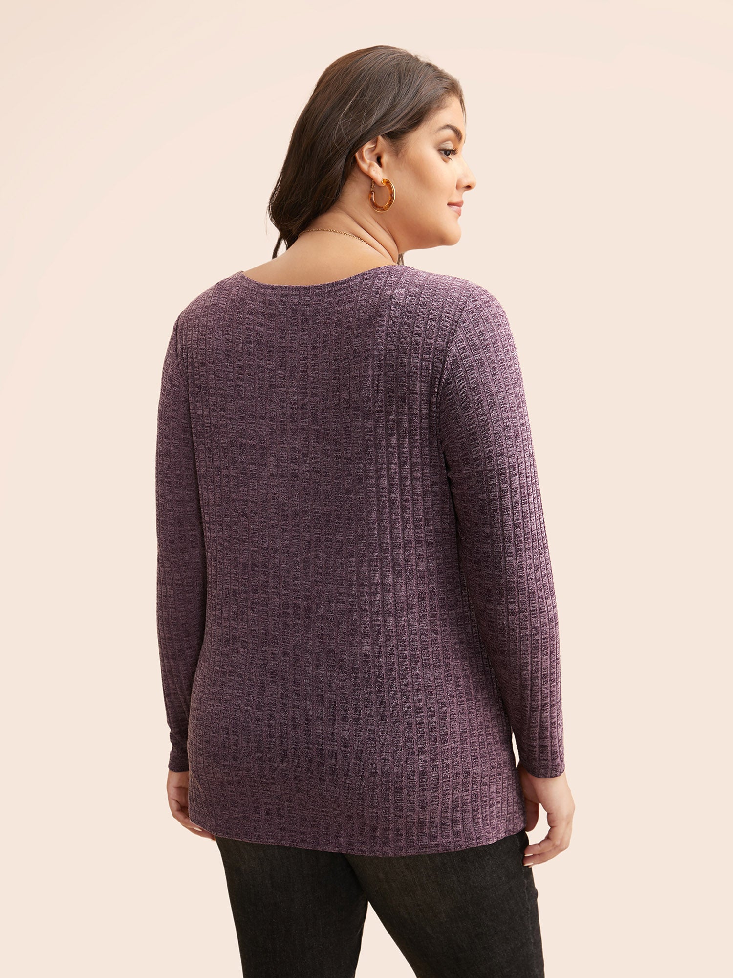 Solid Rib Knit Wrap Jersey Top