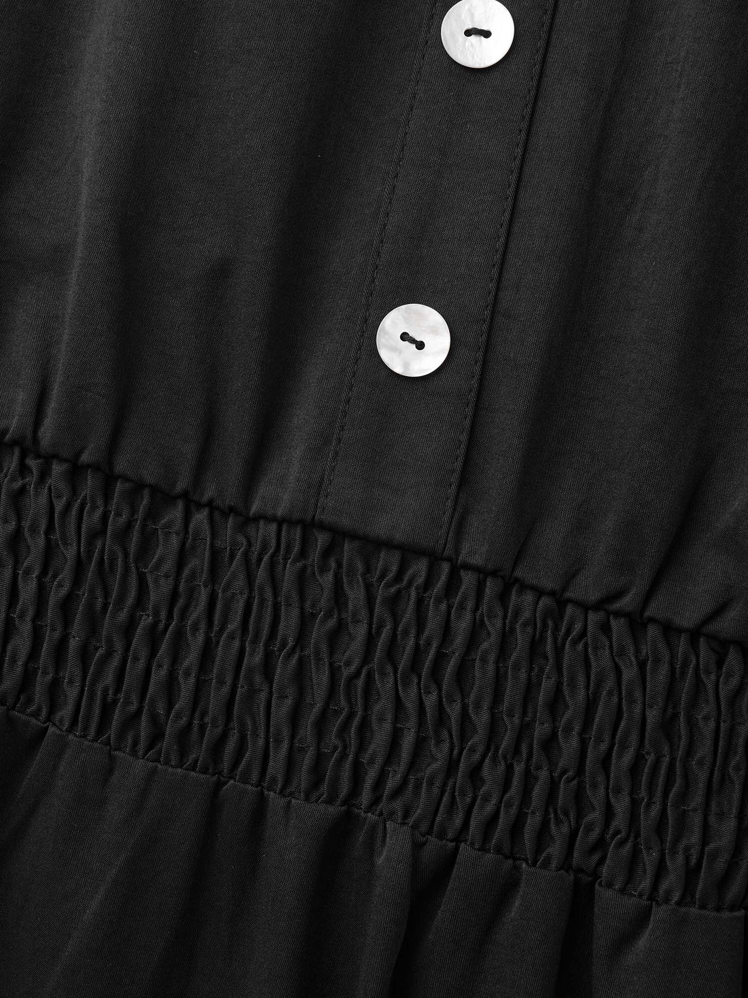 Notched Button Detail Ruffle Layered Hem Dress