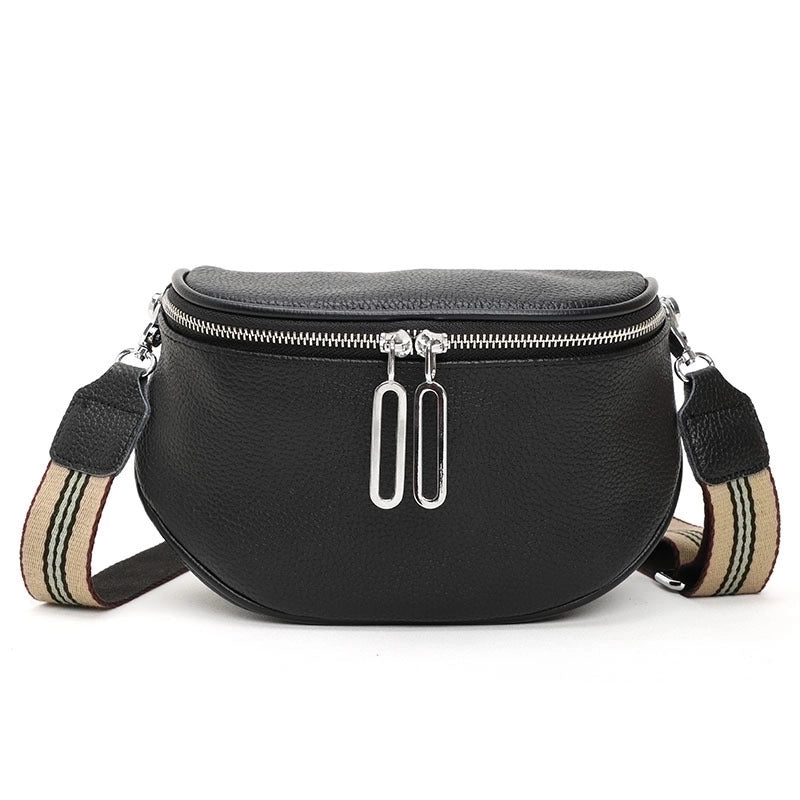 Medium All Seasons Leather Solid Color Fashion Square Zipper Saddle Bag