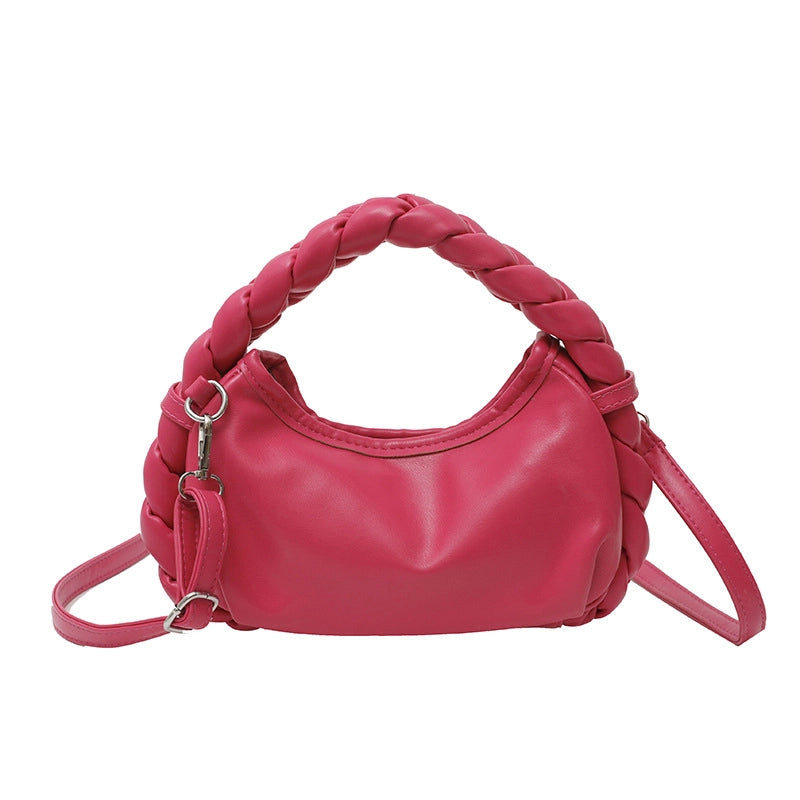 Women's Medium Pu Leather Solid Color Streetwear Dumpling Shape Zipper Crossbody Bag
