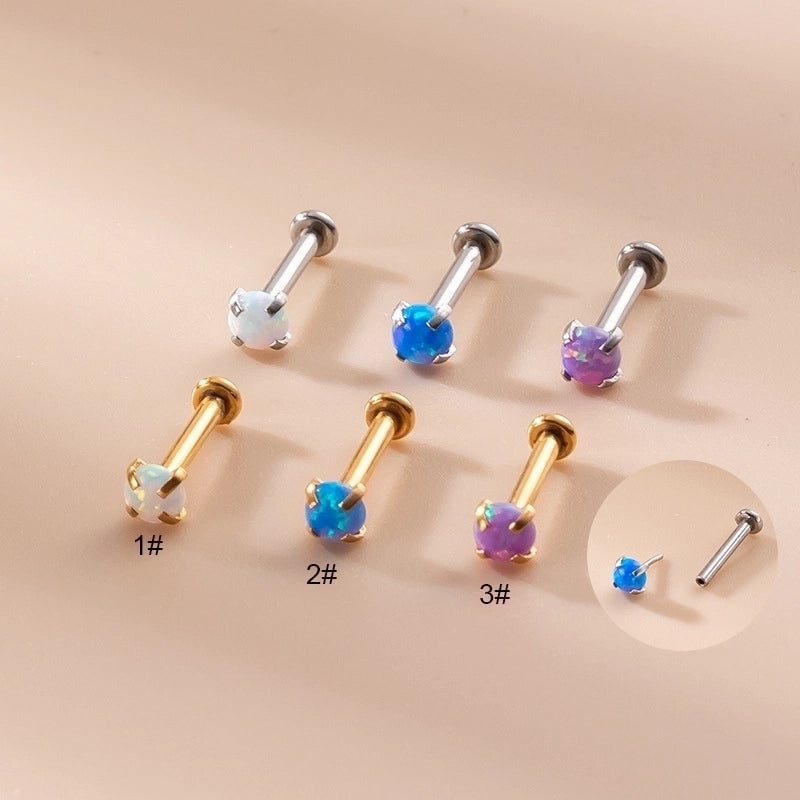 1 Piece Lip Rings Fashion Geometric 316L Stainless Steel  Inlay Artificial Gemstones