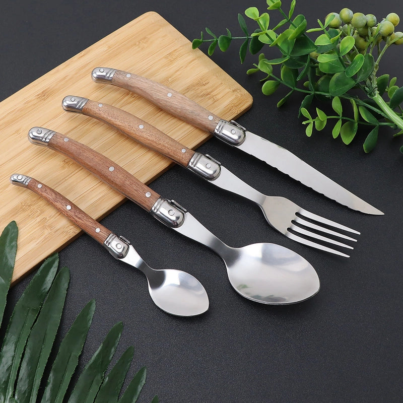 Pear Wooden Handle Set Stainless Steel Western Tableware Solid Wood Handle Steak Knife And Fork Dinner Knife Spoon Fork