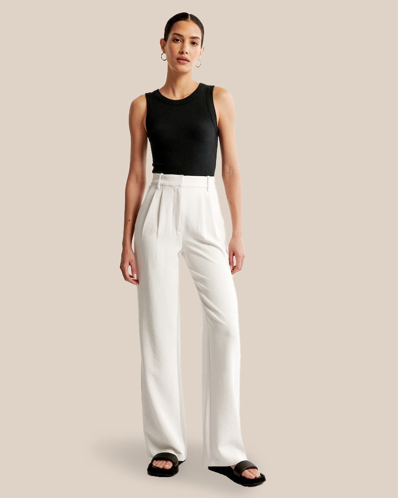 Icy Tailored Crepe Wide-Leg Pants
