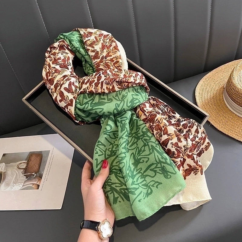 Women's Elegant Minimalist Digital Printing Polyester Silk Scarf