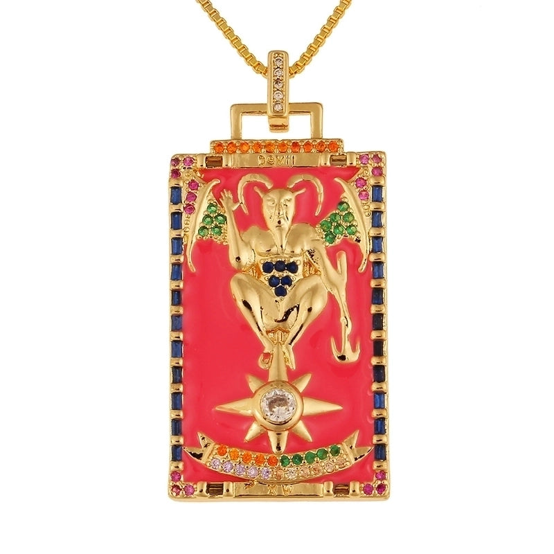 Fashion New Oil Drop Tarot Pendant Copper Zircon Necklace