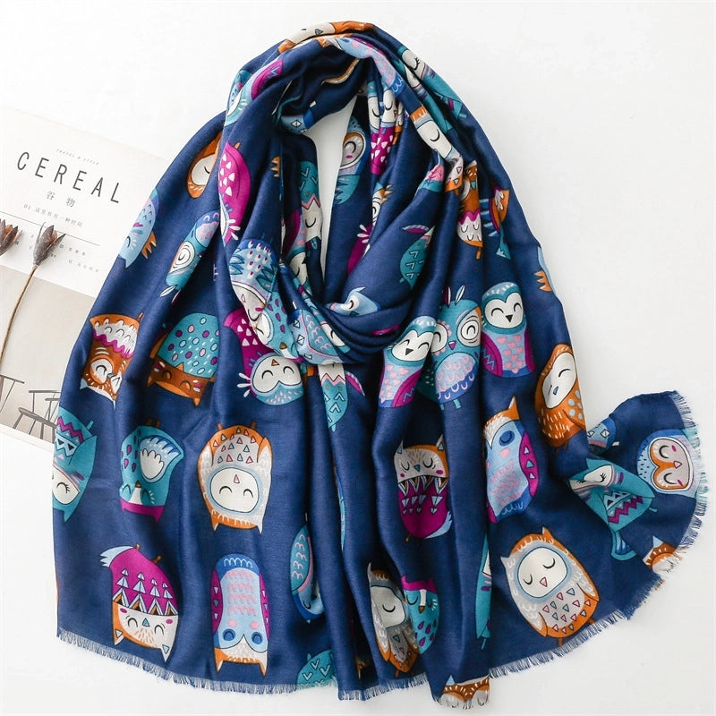 Women's Cute Owl Polyester Scarf