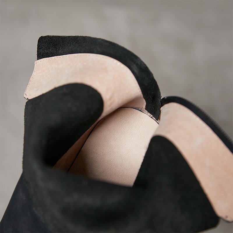 80mm Wedge Ankle Boots For Women Handmade Leather Designer Ankle Booties in Black/Coffee