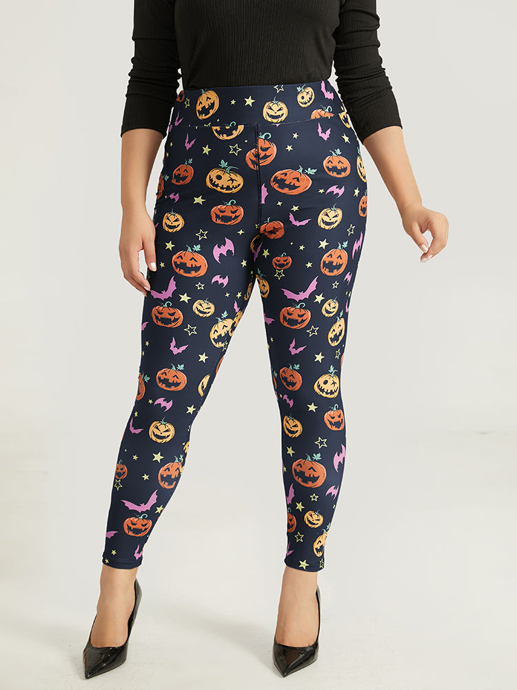 Halloween Graphic Wideband Waist Leggings