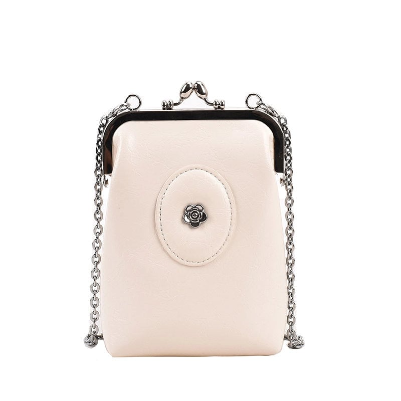 Women's Small Pu Leather Solid Color Streetwear Square Lock Clasp Shoulder Bag Crossbody Bag Chain Bag