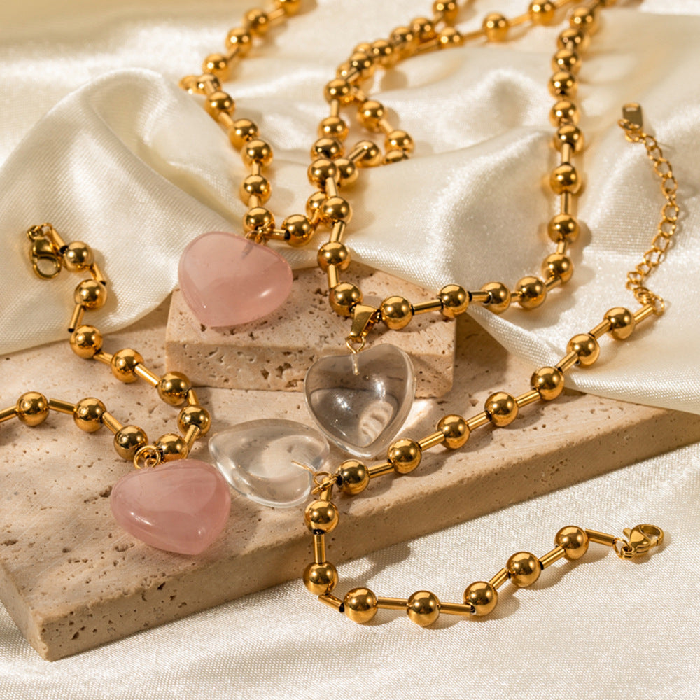 IG Style Heart Geometric Stainless Steel 18K Gold Plated Necklaces
