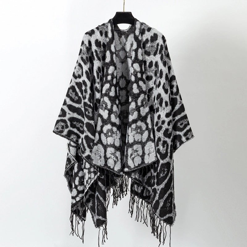 Women's Streetwear Leopard Imitation Cashmere Tassel Scarf