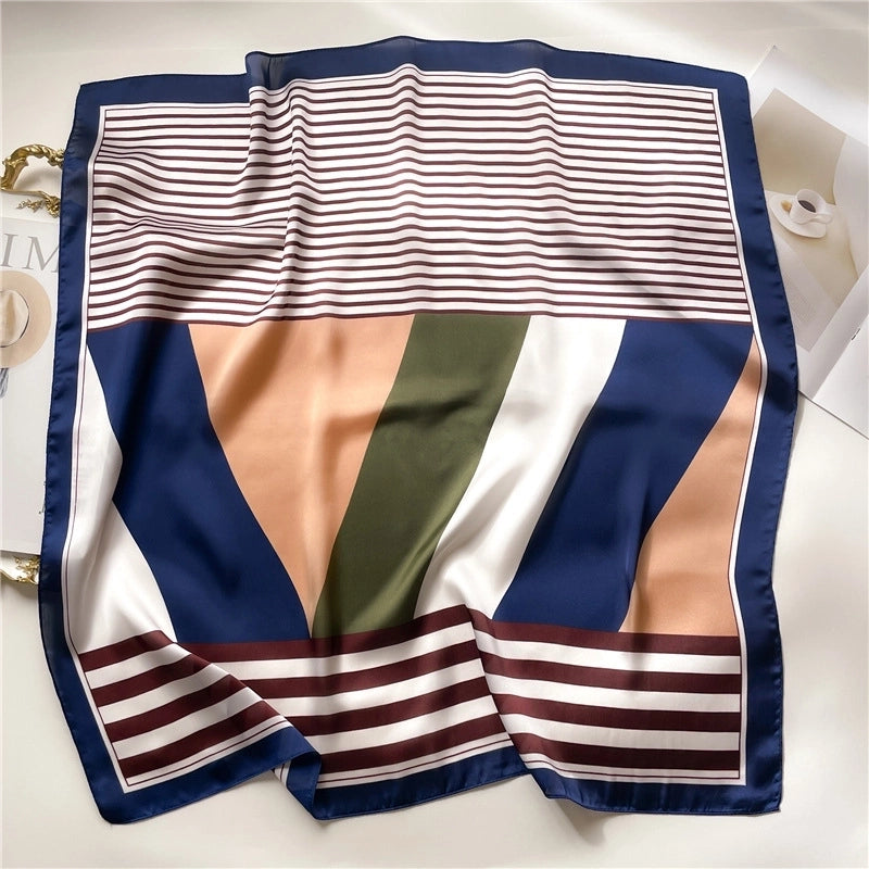Women's Elegant Minimalist Color Block Polyester Printing Silk Scarf