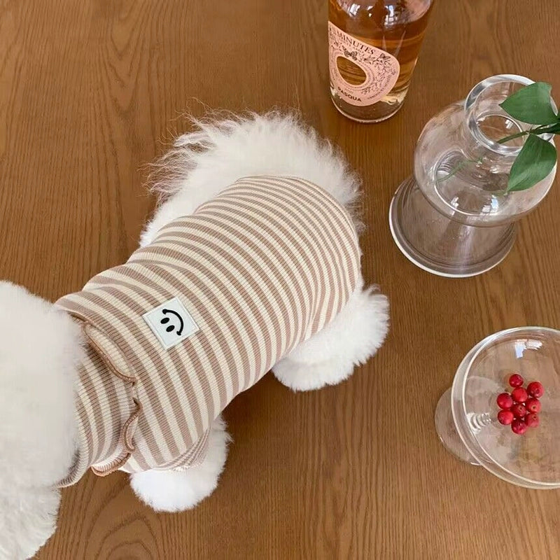 Smile Face Striped Two Legs Dog Clothes