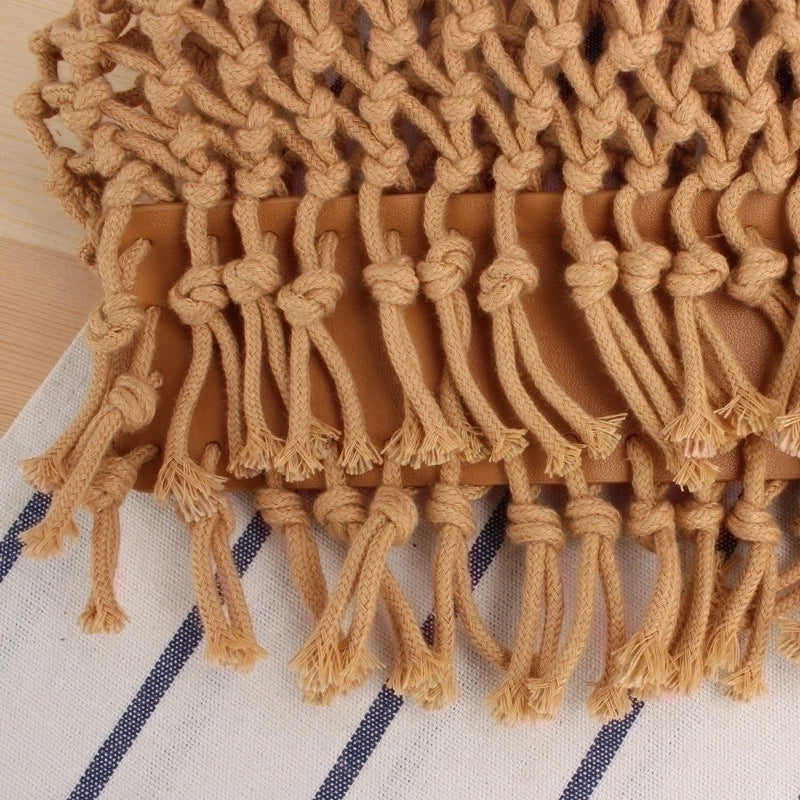 Women's Small Spring&summer Cotton Rope Solid Color Basic Square Open Straw Bag
