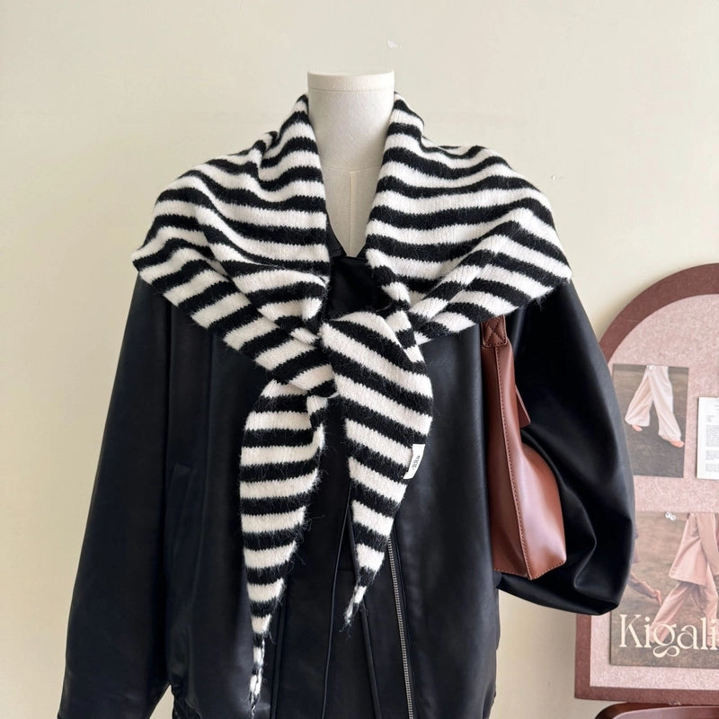 Women's Vacation Minimalist Stripe Blended Bevel Angle Shawl