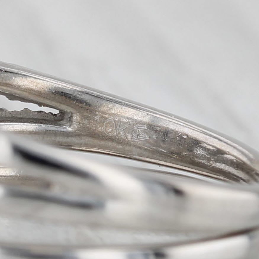 0.57ctw Diamond Halo Engagement Ring Wedding Band Bridal Set 10k White Gold